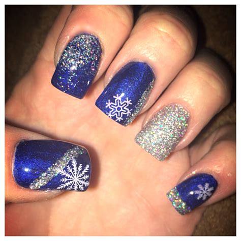 blue and gold christmas nails|short nail christmas designs.